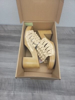 PLATFORM Sandals Women’s Size 9 SAM & LIBBY  Carina Knotted Mule Eggshl Heels Foto 1 de 4
