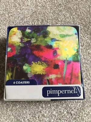 Pimpernel Coasters Impressionist Flowers Purple Set of 6 - Brand NEW Cork Backed - Image 1 of 4