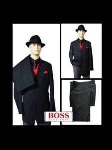 Hugo Boss Men's  44L Super 120s Black Pinstripe Light Spring Suit  34x31 Pants - Picture 1 of 8