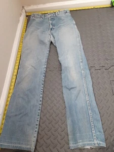 Vintage Brittania Denim Flared Bell Bottom Jeans 9 Long 27 x 32 #S82 - Picture 1 of 9