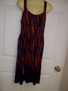 Apt 9 Dress Medium Purple Black Red Blue Striped - Picture 1 of 5