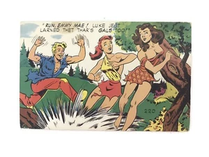 Vintage 1950s Postcard Hillbilly Run Emmy Mae Thar's Gals Comicard by Clem - Picture 1 of 3