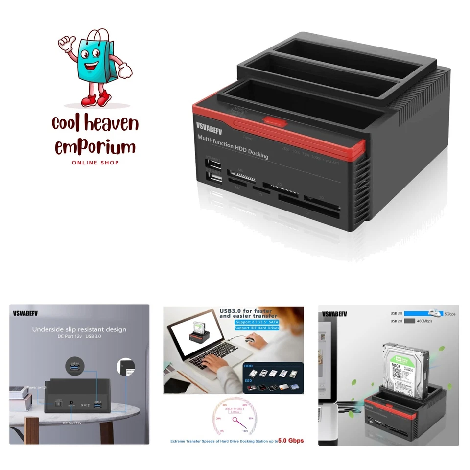 IDE Hard Drive HDD Docking Station Hard Drive Dock Reader, 2.5 and 3.5 Inch E... - Image 1 of 4