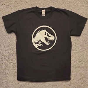 Jurassic Park Jurassic World Classic Black T Shirt Glow In The Dark Boys 9-11 - Picture 1 of 6