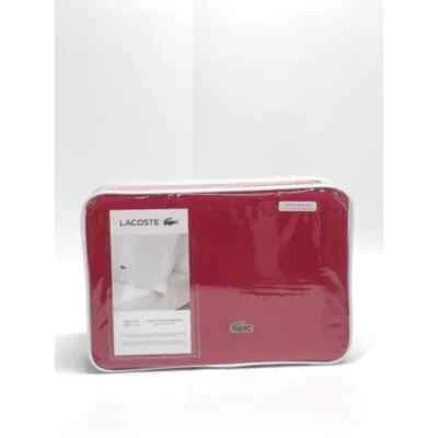 Juego de 4 sábanas dobles Lacoste rojo cocodrilo y tostado fundas de almohada logotipo plano y ajustado Foto 1 de 2