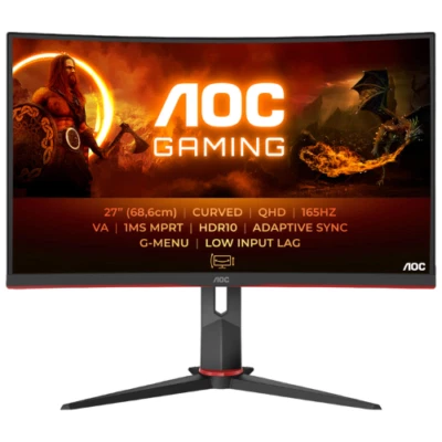 Screen AOC 27" VA QHD 165Hz 1ms 1500R Curved Gaming Monitor Antiglare 2560x1440 - Image 1 of 4