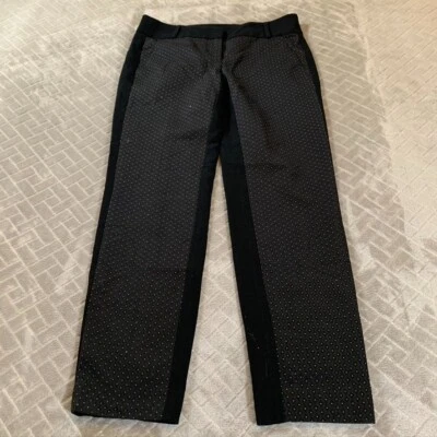 Calça social Ann Taylor Loft feminina 00 bordada preta bolinhas Marisa cintura baixa - Imagem 1 de 4