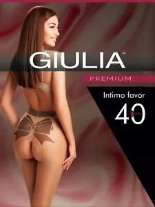 Giulia Intimo Favor Bow Patterned 40 Denier Open Gusset - Crotchless Tights - Picture 1 of 7