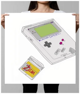 Gameboy Kunstdruck Zeichnung Bild Throwback Bild Home Wandbehang Deko - Bild 1 von 8
