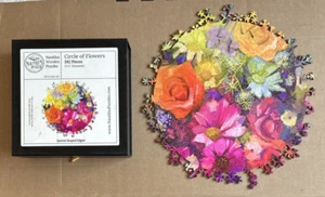 Nautilus Wooden Jigsaw Puzzles Circle of Flowers, 392 Piece Puzzle Complete - Picture 1 of 4
