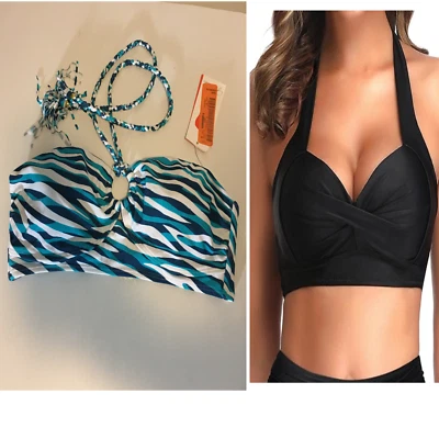 Women's Bikini Tops ONLY(2) Swim Tops Size Medium Tempt Me /Jaclyn Smith Beach - Image 1 of 4