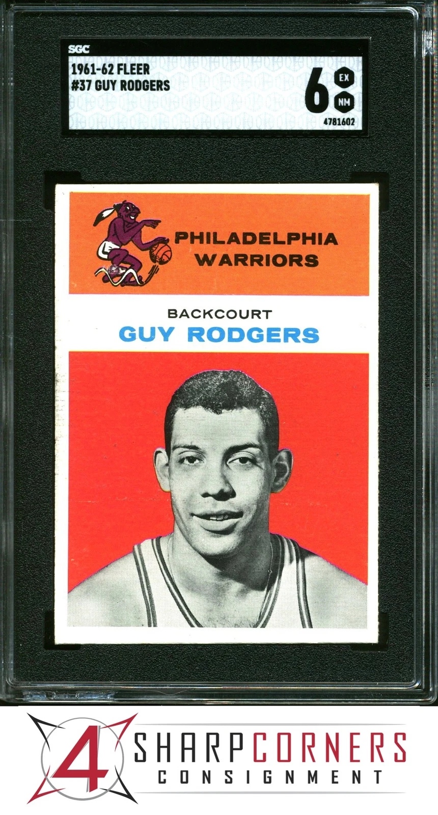 1961 FLEER #37 GUY RODGERS RC WARRIORS HOF SGC 6