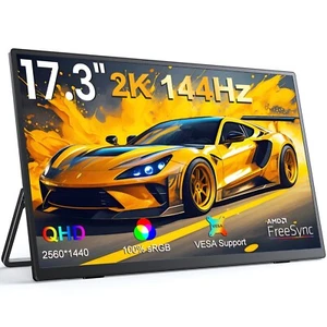 144Hz Gaming Bildschirm 17,3 Zoll 2560x1440 2K HDR Tragbarer Monitor Freesync - Afbeelding 1 van 10