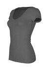 Women Basic Short Sleeve Stretch V-Neck Plain Top Solid Color T Shirt (S,M,L)