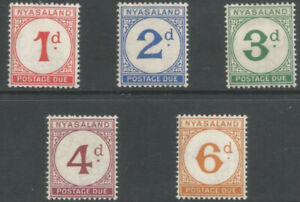 NYASALAND SGD1-5 the 1950 GVI postage due set of 5 fresh mint 