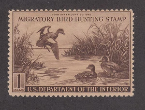US Sc RW9 MNH. 1942 $1 Baldpates Duck Stamp, F-VF - Picture 1 of 1