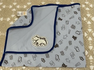 Manta Bebé Reversible Gymboree 2015 Estampado Osos Polar Grizzly Azul Marrón DEFECTUOSA Foto 1 de 4