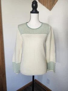 Suéter tejido vintage Sears JR Bazaar crema y verde - Imagen 1 de 5