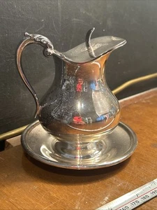 Brocca acqua vintage placcata argento su rame su piatto ea - Foto 1 di 8