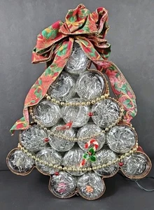 Vintage Handarbeit beleuchtete Baby Gläser Weihnachtsbaum Lametta Ornamente 11x14 Zoll - Bild 1 von 9