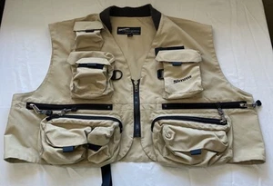 Simms Fly Fishing Outdoor Vest Size XXL Tan Multi Pockets - Picture 1 of 20