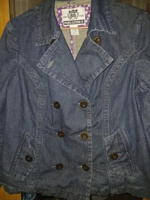 Chaqueta vaquera vintage mediana Route 66 para mujer con cuello, estilo Grunge Mob Wife Foto 1 de 4