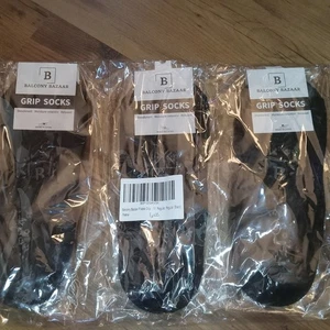 Pilates Grip Socks with Straps for Women - 3 Pairs of All Black - Picture 1 of 7