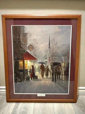 Arte enmarcado litografía firmada por G. Harvey “Hasta the Least of These”, escena de invierno Foto 1 de 4