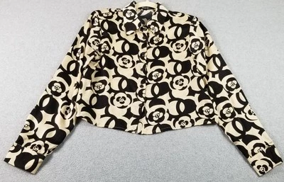 Nasty Gal укороченный кнопка вверх рубашка женщин маленький бежевый черный цветочный атласный длинным рукавом - Изображение 1 из 4