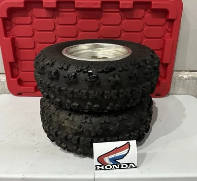 1999 - 2014 Honda Trx400ex Trx400x rodas dianteiras aros pneus conjunto 21x7 pneus fabricante de equipamento original - Imagem 1 de 4