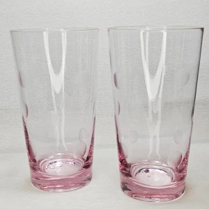 Waterford Marquis Crystal POLKA DOT Highball Glasses Pink Set of 2 - Picture 1 of 5