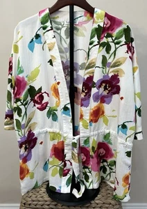 NORTH STYLE Damen Kimono Blumen Tropisch Kordelzug Taille zum Binden X-Large Bunt - Bild 1 von 7