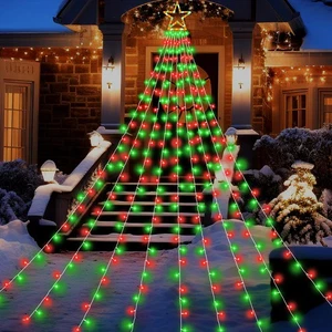 Decoraciones de Navidad Exterior, 11.5 ft 317 LED Estrella Árbol de Navidad Luces, 8... - Imagen 1 de 8