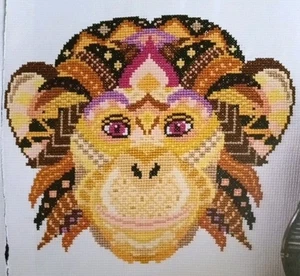 Cross Stitch "COLORFUL MONKEY" pattern ~ primate - Picture 1 of 1