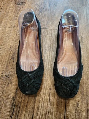 Zapatos planos de ballet Sheik Comfort Nurture para mujer de cuero negro sin cordones talla 10 m Foto 1 de 4