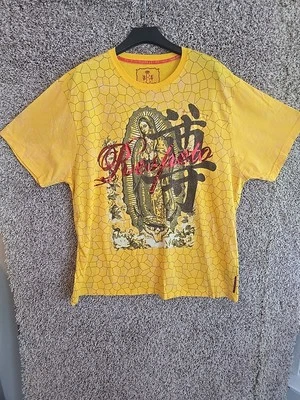 Vintage Mexican Rock Revolution Virgin Mary Yellow Graphic T-Shirt Size L - Image 1 of 4