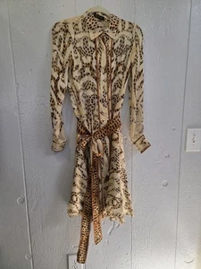 ROBERTO CAVALLI SEIDE Shirt KLEID Gr. S signiert Italy KRAWATTE ANIMAL PRINT FEHLER - Bild 1 von 18