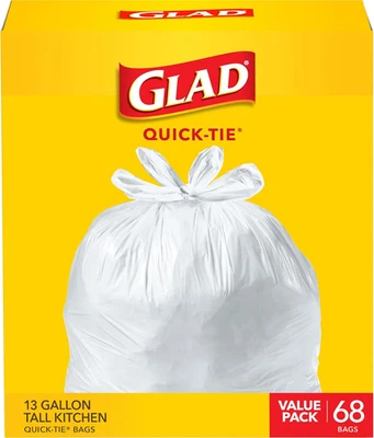 Bolsas de basura de cocina altas de 13 galones, bolsas de basura sin perfume, atado rápido, 68 unidades Foto 1 de 4