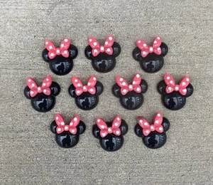 10 pc Minnie Mouse Heads Flatback Resin Cabochon Scrapbooking Craft DIY - Picture 1 of 2