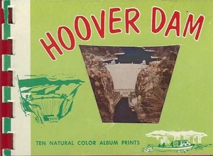 Zehn natürliche Farben Album Drucke historische Hoover Dam Miniatur Postkarte Buch Vintage - Bild 1 von 3