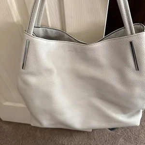 Vince Camuto IKE Silver Cloud Soft Pebbled Leather Shoulder Tote - Picture 1 of 13