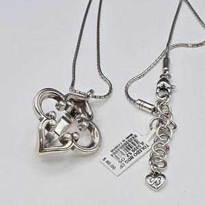 Brighton NWT Toledo Badge Clip Necklace 36” Silver Box Chain Lanyard ID Holder - Picture 1 of 6