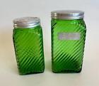Pair (Two) Owens Illinois Green Depression Glass Rice Cannister & Other