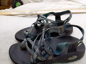 Chaco ZX/2 Womens 8 Teal Blue Black Classic Sandals Angular Strappy Fisherman - Picture 1 of 11