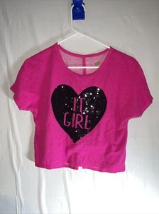 Total Girl “It Girl” Bedazzled Woman’s Size L (14) Pink/Black Back Button Shirt - Picture 1 of 7