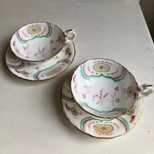 Adelaide shape Teacup Saucer British Antique Handpainted - Picture 1 of 8