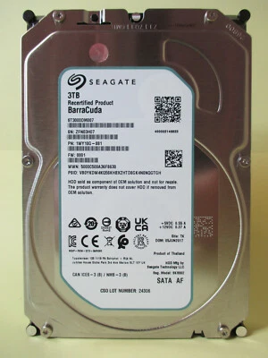Seagate ST3000DM007 interne 3,5" 8,9cm Sata3 Festplatte 3TB - BarraCuda Serie - Bild 1 von 4