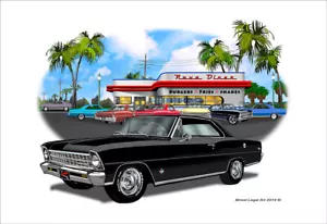 1967 Nova SS Diner Black Art Print, UNFRAMED - Picture 1 of 1
