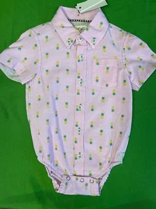 Body/Chaleco Aloha Estilo Camisa Rosa Patrón Piña Infantil 6-9 Meses Nuevo con Etiquetas - Imagen 1 de 3