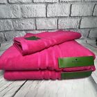 Kate Spade New York Hot Pink Towel Set Two Bath and One Hand Towels New